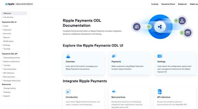 The image shows the Ripple Payments ODL Documentation webpage, featuring sections like "Explore the Ripple Payments ODL UI" with cards for Overview, Payments, and Settings, along with an "Integrate Ripple Payments" section containing Introduction, Best practices, and API reference options. 

The accompanying post about drama and personal conflicts appears unrelated to this technical documentation page, as the image contains no people or personal content—just software documentation for Ripple's payment system.