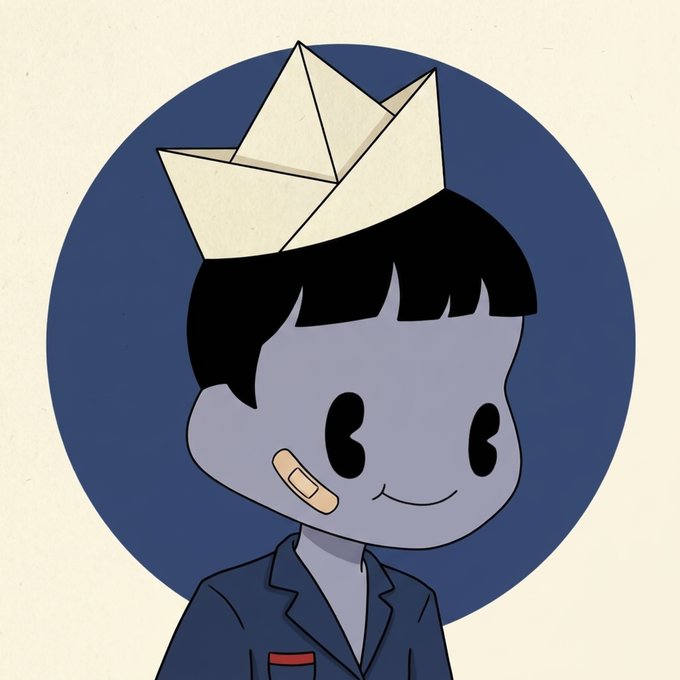 A cartoon character with blue skin, a paper boat hat, and a bandaged cheek smiles against a dark blue circular background, representing the "Mibbles" NFT collection being launched on OpenSea. The illustration serves as a playful mascot for the project, complementing the announcement of the mint date, price, and supply details.
