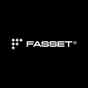 The image displays the white "FASSET" logo with a registered trademark symbol and a diamond-patterned icon on a black background. It serves as the brand identity for Fasset, the stablecoin neobank mentioned in the post, which has reached a $1 billion valuation following a $68 million funding round led by Japan's SBI Group.