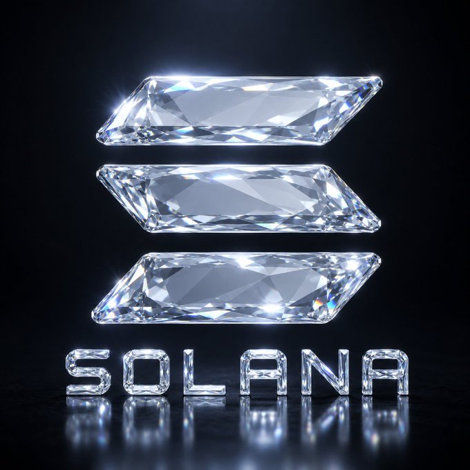 The image features a logo for Solana, which consists of three diamonds stacked vertically on top of each other against a black background. The diamonds are made of silver and have a shiny appearance due to their reflective properties. Below the diamond logo, there is text that reads "Solana" in white letters. The phrase "Next week will be massive on Solana Stay locked" is written below the text, indicating that the image may be related to an upcoming event or promotion for Solana cryptocurrency.