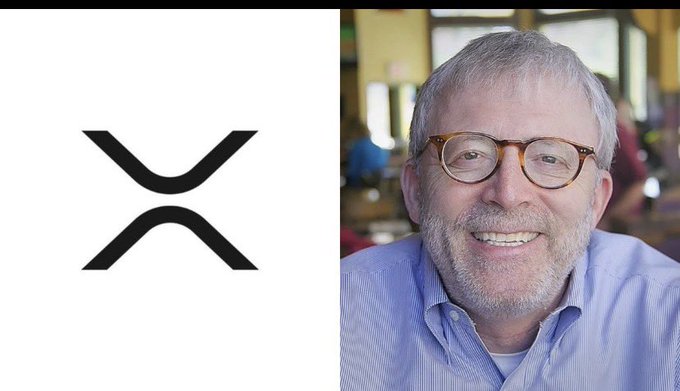 A split image showing the black X (formerly Twitter) logo on the left and a smiling older man with gray hair, glasses, and a blue striped shirt on the right, who appears to be in a casual dining setting.