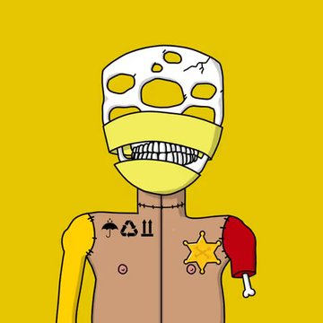 The image features a cartoon-style drawing of a person with a white face, yellow body, and red arms and legs. The person has tattoos on their chest and shoulders, as well as a star tattoo on their arm. The background color is yellow, which contrasts with the person's white face and yellow body. There are also black text elements in the image that read "You could win these tt buy buying a tt" and "focus on what is in the image".