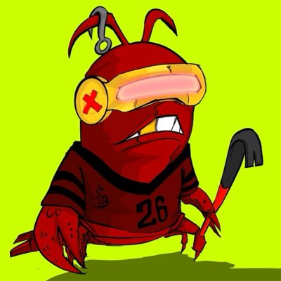 A cartoon illustration of a red ant-like character wearing a red jersey with the number 26, yellow headphones with an 'X', and holding a crowbar against a green background.