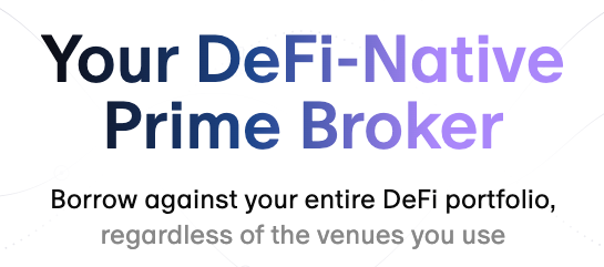 A promotional graphic reading "Your DeFi-Native Prime Broker" with the tagline "Borrow against your entire DeFi portfolio, regardless of the venues you use," positioning P0 as a distinctive decentralized finance prime brokerage platform.
