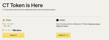 Screenshot of a webpage titled 'CT Token is Here' showing the Cronos ecosystem token with options to 'Claim CT' and 'Stake CT'.