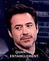 The image features a man with a serious expression looking off into the distance. The caption below the photo reads "Quantum entanglement". This phrase seems unrelated to the main subject of the image, which is the man's face. It could be an attempt at humor or a reference to a recent news article about quantum entanglement.