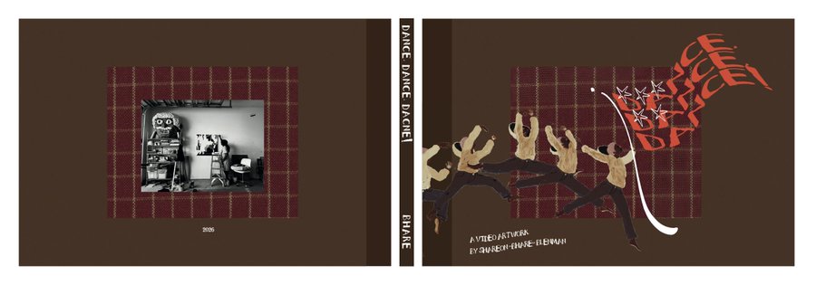 A mockup of an album or book titled "Dance, Dance! Dance!" by "Raye," featuring a cover design with illustrated dancers and a photo of a room on the back, being auctioned with a current bid of 1.23 ETH.
