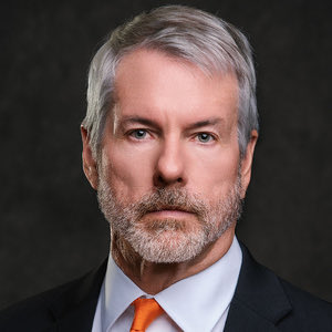 Michael Saylor, executive chairman of Strategy (formerly MicroStrategy), is shown in a professional headshot. The image accompanies news of his company's plan to authorize the sale of up to $5 billion in Bitcoin.