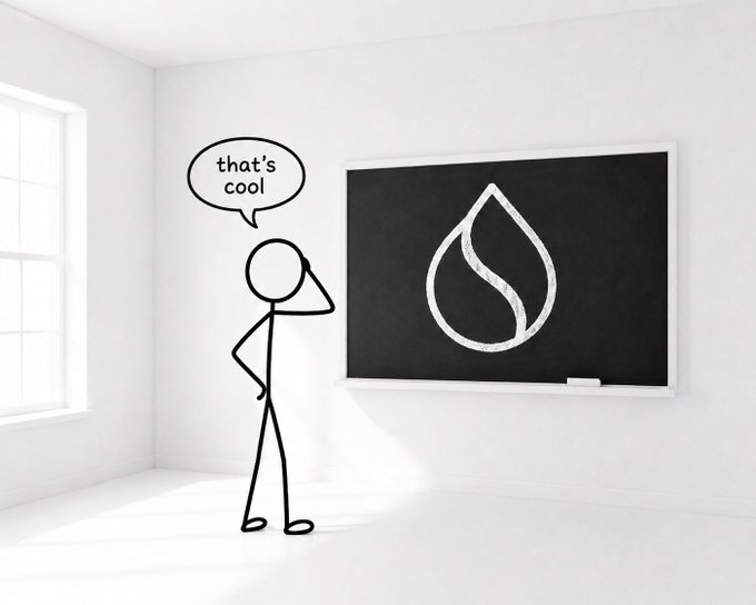 The image features a man standing in an empty room with a chalkboard behind him that has a white "S" drawn on it. The man appears to be contemplating or pondering something, as indicated by his thoughtful expression. The background of the image is plain and white, which further emphasizes the focus on the man and the chalkboard.
