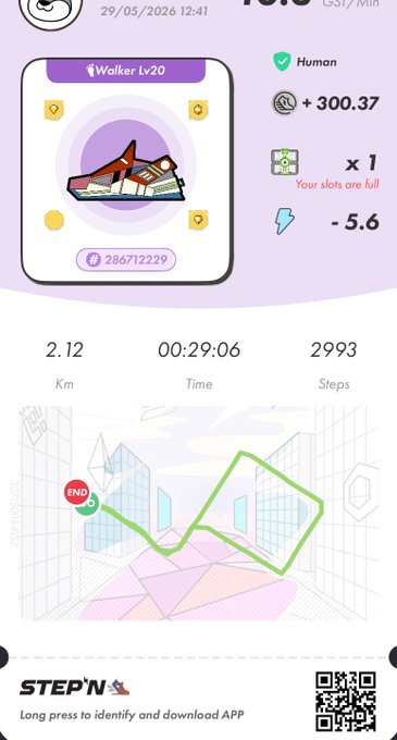 The image shows a step-by-step guide for using an app called "StepIn" that tracks physical activity, such as walking or running. The app displays a map of a city with various landmarks like buildings and roads, along with icons representing different activities. The text on the screen indicates that the user can identify and download the app to their phone within 9 seconds.
