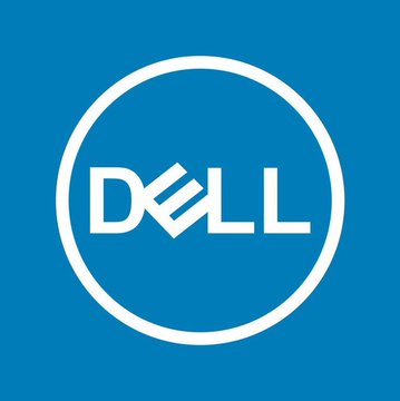 Dell corporate logo featuring the stylized 'DELL' wordmark in white inside a white circle on a blue background.