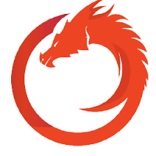 A red and white stylized logo depicting a dragon's head curving into a circle, resembling the Gears of War franchise icon.