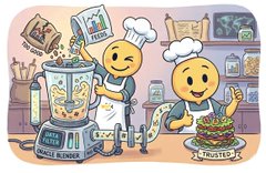 The image features two cartoon chefs, one wearing a chef's hat and the other holding a book titled "Why WINkLink Stands Out as a Reliable Decentralized Oracle In Web3, smart contracts are powerful but they have one major limitation: they can’t see the outside world on their own.