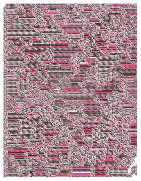 The image features a square canvas filled with a pattern of pink, white, and brown lines that create an abstract art style. The colors used are predominantly pink, white, and brown, which gives the artwork a unique and visually appealing appearance. The text "Archive Static" is present in the image, possibly indicating the source or medium from which this artwork was created.