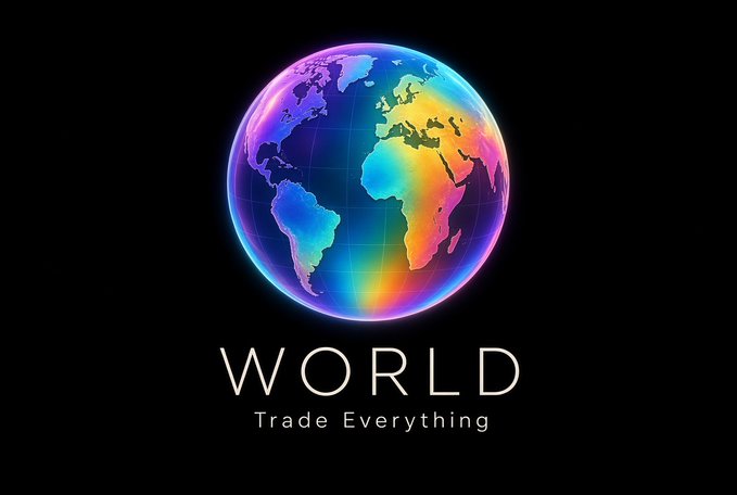 A logo featuring a colorful, iridescent globe showing global geography against a black background, with the white text 'WORLD' and the tagline 'Trade Everything' below it.