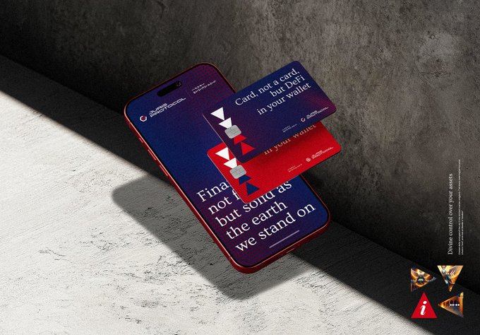 A promotional graphic shows a smartphone with overlapping red and blue cards reading “Card, not a card but DeFi in your wallet,” “Find… not as but solid as the earth we stand on,” and “Finally your wallet.” It visually supports the accompanying open letter’s call to the $LUNC and $JURIS communities to build real liquidity across Bitcoin, Ethereum, gold, real-world assets, and decentralized lending.