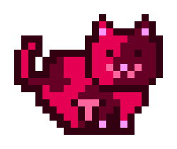 A pixel-art red cat character with wide eyes and a curled tail, matching the style of MoonCat #6724, a digital collectible NFT that was adopted for 0.14 ETH ($214.91) according to the post.