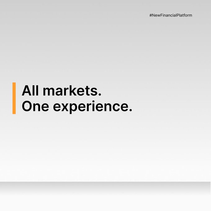 The image features a white background with bold orange text that reads "All markets, one experience." The text is centered above an empty gray wall. The image does not contain any other objects or elements besides the text and the gray wall.