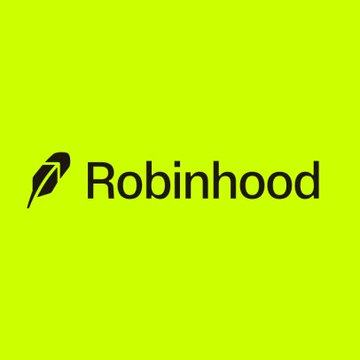 The Robinhood logo featuring the black feather icon and wordmark on a bright green background.