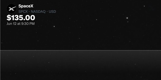 𝕏 is the text that reads "spcx ticker is live on 𝕏". This message is directly related to a space-related event or promotion happening at $SPCX, which has been confirmed by a screenshot of the webpage's content and posted at an appropriate time.