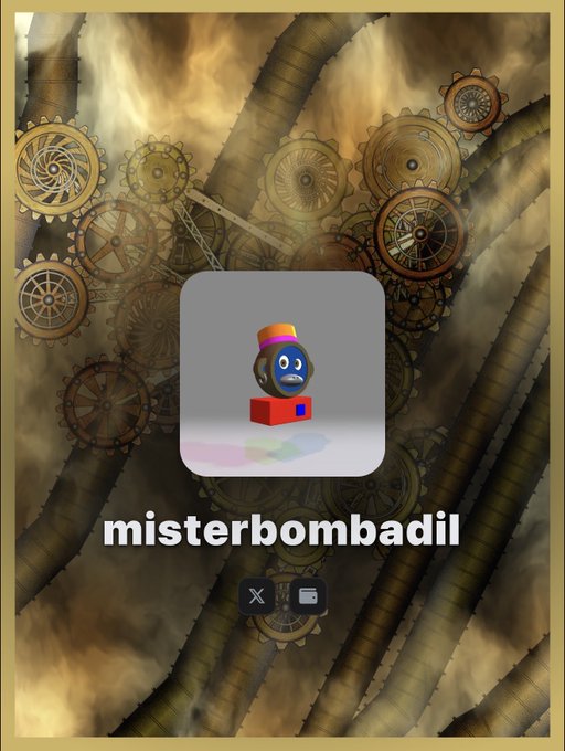 The image is a graphic representing an app or software called "Mister Bombadil," featuring a cartoon-like pilot and a dark, mechanical background. This image might be related to a cryptocurrency or blockchain project, as indicated by the terms "gm" and "net" in the accompanying message, which are common shorthand for "good morning" and "network" in blockchain communities. The phrase "just made it" may refer to a milestone reached by the project.