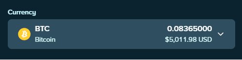 The image shows a cryptocurrency widget displaying 0.08365000 BTC (Bitcoin) valued at $5,011.98 USD. The post likely references this amount, as the giveaway total matches the $5,000 Bitcoin value shown in the widget.