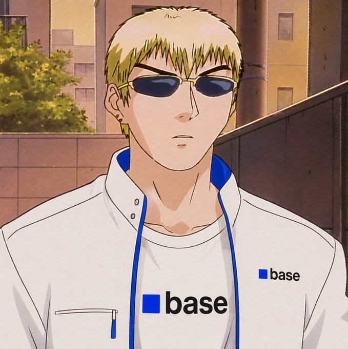 The image features a man wearing sunglasses and a white shirt with blue lettering that says "base" on it, standing next to a building. The caption of the image reads "Have you made your basepost today? Don't forget, the best opportunities show up in the bear market =)". This suggests that the man is promoting an upcoming airdrop for Base, which could be related to a new release or a limited edition item from the Base series.