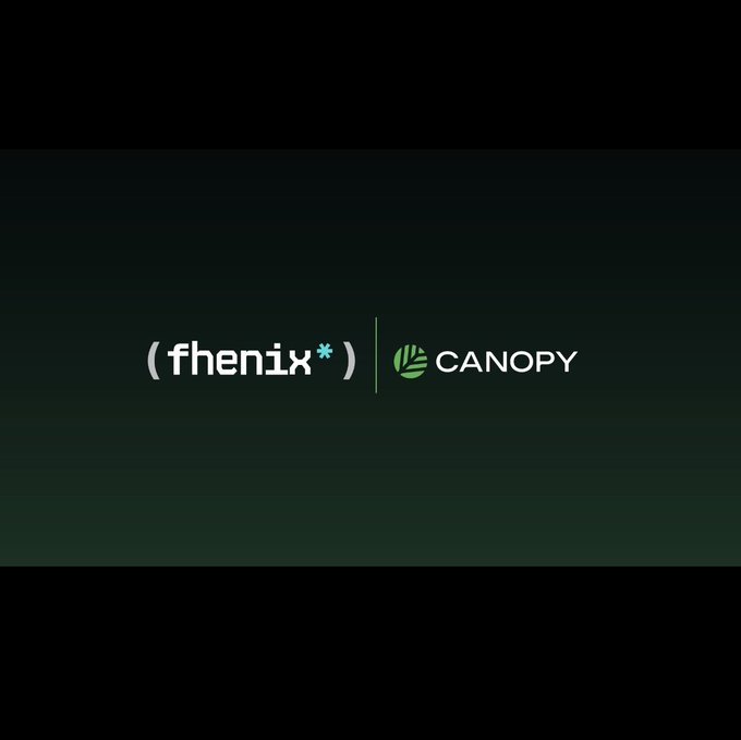 Logo screen displaying the brands '(fhenix*)' and 'CANOPY' separated by a vertical line on a dark green background.