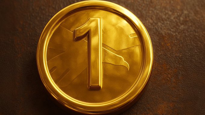 The image features a gold coin with the number one prominently displayed, surrounded by other numbers. The text "WLFI will win #USD1 will win Holders will win Believers will win" is also present in the image. This suggests that the gold coin might be associated with an event or competition where the number one holds significance.