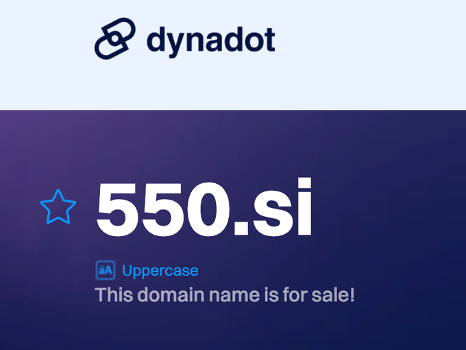 A Dynadot domain listing page shows the domain "550.si" is for sale.