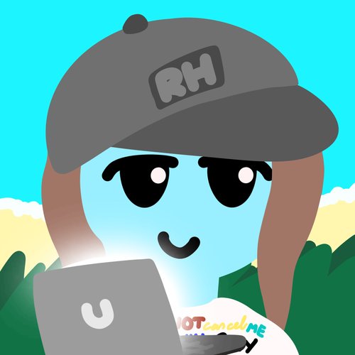 A cartoon character wearing a cap with "RH" on it (representing Robinhood, the investing platform) is shown using a laptop outdoors, accompanying a post about an "ukiyo supercycle." The "RH" cap aligns with the tagged handle @ukiyo_rh, visually tying the Robinhood branding to the post's message about a transformative financial trend.
