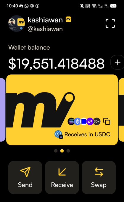 The image shows a smartphone screen displaying an app called "Moove" with a yellow background, which is used for transferring money between users. The app has a user interface that includes buttons for sending, receiving, and swapping funds. The text on the screen reads "gMoove I have been using for a while now and honestly its one of the smoothest wallets I have used so far Very low transaction fees Super fast swaps Instant transfers and smooth send/receive Clean and easy UI Moove to Moove transfers are insanely simple". This post seems to be discussing the app's features, benefits, or user experience.