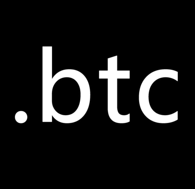 A minimalist black background displaying the white lowercase text '.btc' in a clean sans-serif font.