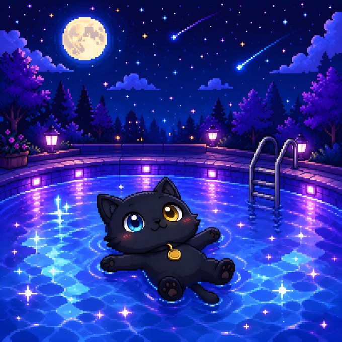 The main use case of @ritualnet Chain is protocols where AI does more than just give suggestions or recommendations. It is designed for cases where AI makes decisions that directly move value on chain, such as in a swimming pool with a cat floating on its back and lights shining around it. The image shows the cat enjoying itself in the water while surrounded by blue lights, which could be part of an interactive experience or a creative way to engage users with the platform.