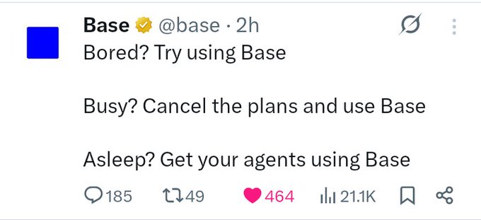 The image shows a screenshot of a social media post by a user named Jesse Pollak, who has written a message about Base. The post includes a caption that reads "Base? Try using Base", followed by a list of instructions for users on how to use Base. The text in the post is in white and black colors against a gray background.
