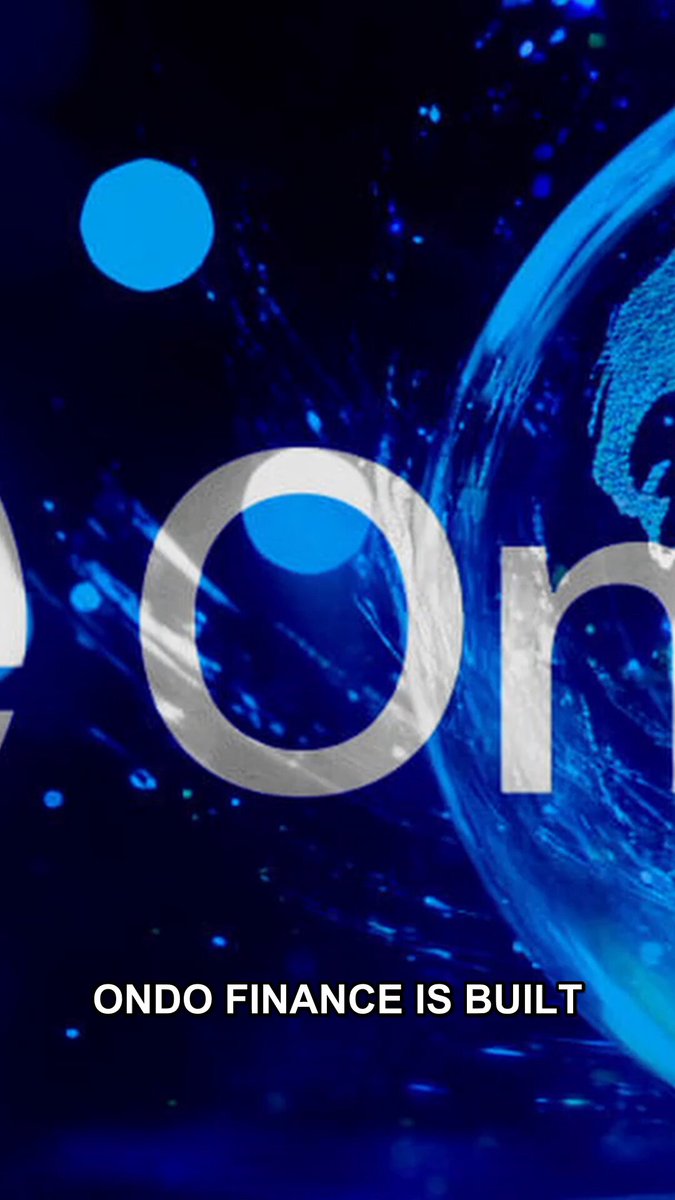 A cosmic-themed graphic features a large blue planet on the right against a starry space background, with a massive semi-transparent "On" text overlaying the scene and a small blue sphere floating above. At the bottom, the text reads "ONDO FINANCE IS BUILT," visually reinforcing the post's message that Ondo Finance is well-positioned for the RWA cycle with its tokenized treasuries and institutional-grade assets.