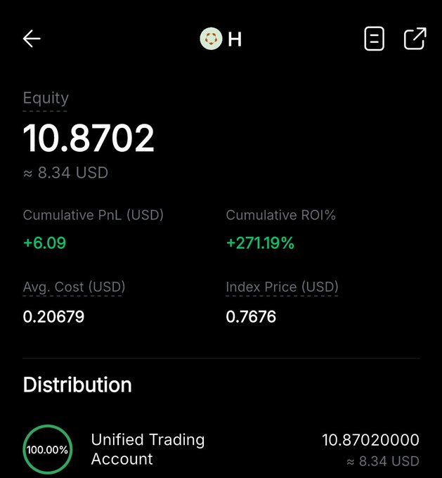 The image shows a screenshot of an app called "My Moon Bag", which has a black background with white text. The main focus of the image is a summary of the account's balance, stating that it was $2,872,000 at the time of taking the photo. The post also mentions that the account is now worth $8,739,000 and that the account is being used for trading.