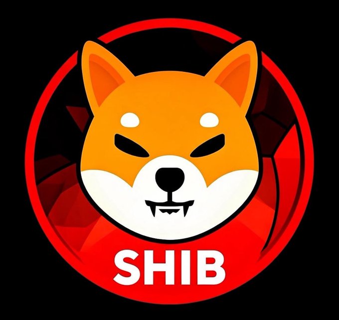 The image features a Shiba Inu dog with white fur and orange ears, wearing a red collar that says "SHIB" on it. The dog's face has a menacing expression, giving off an evil vibe. The background of the image is black, which contrasts with the vibrant colors of the dog's fur and the red collar. The text "SHIB" is written in white letters against this black backdrop.