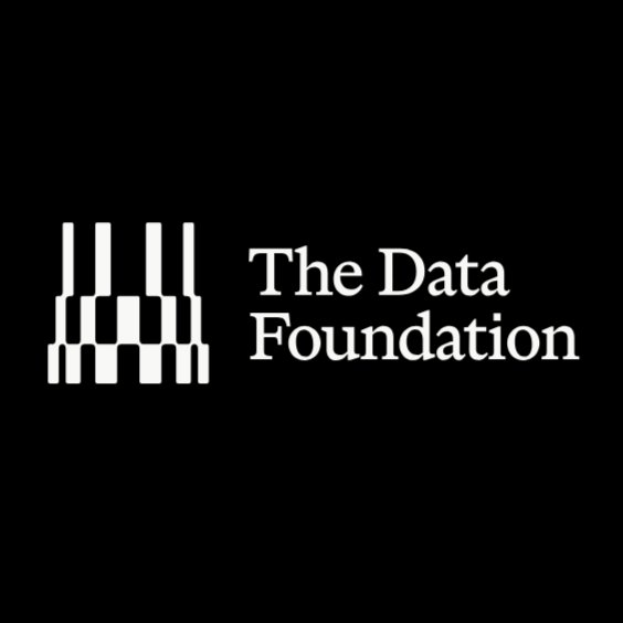 A logo on a black background featuring a stylized piano key icon next to the text 'The Data Foundation'.