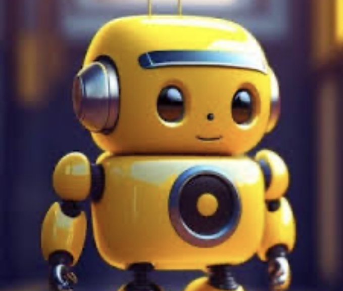 A glossy yellow robot with large expressive eyes and a metallic blue visor stands in a warmly lit interior. The image's cute, friendly aesthetic contrasts humorously with the post's provocative question about @theunipcs' personal life, as if the robot is an innocent bystander to the cheeky inquiry.