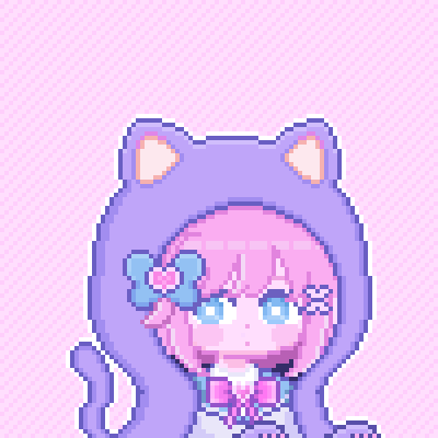 A chibi-style pixel art character with pink hair and blue eyes wearing a purple cat hoodie against a pink checkered background. The image appears to be the "NEKODOT" NFT from the Dropchan collaboration auction that sold for 20 XRP on the XRPL.