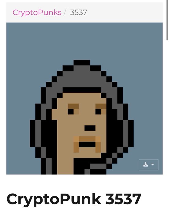 CryptoPunk #3537, a pixelated avatar wearing a dark hoodie with a mustache, is displayed on a blue background as it is offered for sale at 140 ETH. The image shows the characteristic hooded figure style that makes this particular punk noteworthy among collectors.