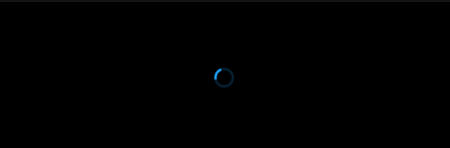 A dark screen showing a blue loading spinner.