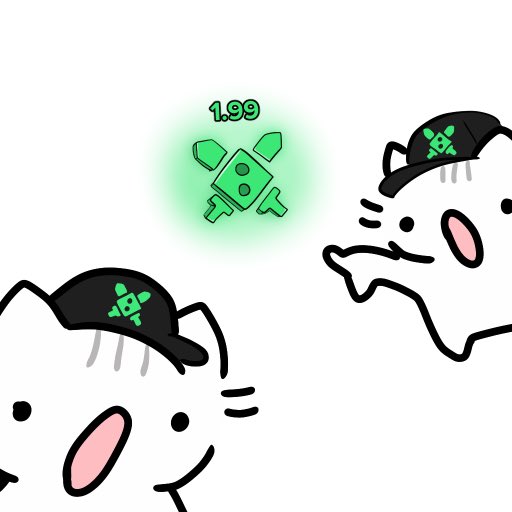 Two cartoon ghosts in black caps look toward a glowing green skull-and-crossbones icon marked “1.99.”