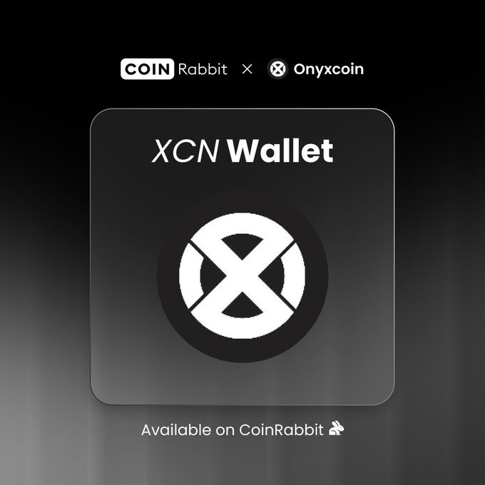 A promotional graphic for 'XCN Wallet' by CoinRabbit x Onyxcoin with text 'Available on CoinRabbit'.