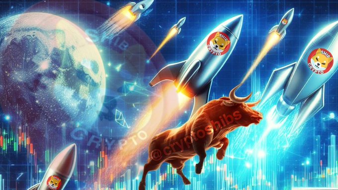 A Shiba Inu rockets upward among crypto-themed missiles, Earth, and bullish charts, symbolizing a predicted surge toward $0.01. The post’s text includes “$0.01,” “$SHIB,” and “#SHIB,” urging SHIB higher.