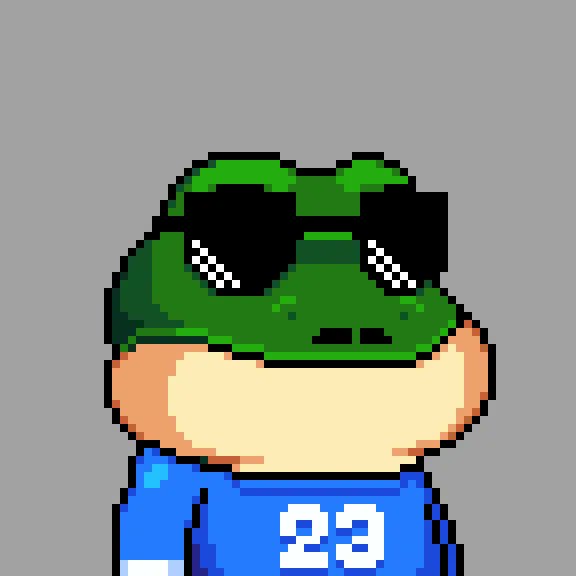 𝗥𝗜𝗕𝗕𝗜𝗧 n8uk just bought Bitcoin Frog #9966 for 0.00394 BTC, which is approximately $296.19. The image includes a frog with blue eyes wearing glasses and sunglasses on his face.