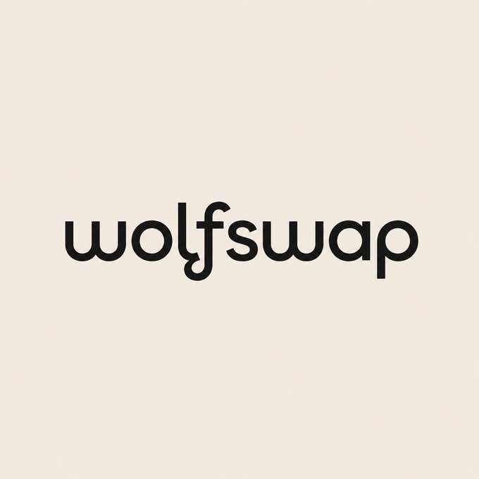 A minimalist logo for 'wolfswap' displayed in black lowercase text on a cream background.