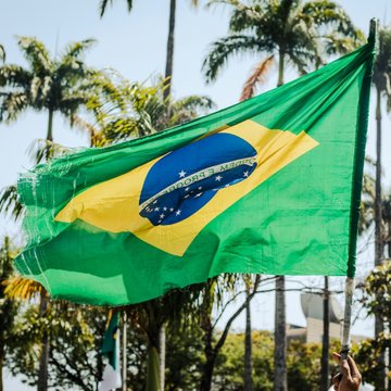 A Brazilian flag waves against a backdrop of palm trees, symbolizing Brazil as the country prepares for an October 30 deadline for crypto license applications to its central bank. Only five firms have filed so far, with four still under review and one rejected due to documentation and capital issues.