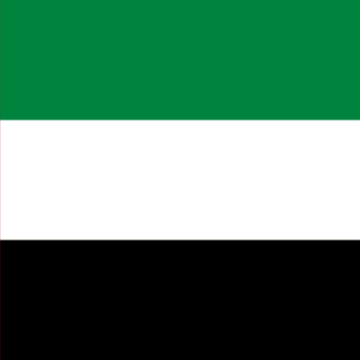 A horizontal tricolor flag composed of green, white, and black bands displayed alongside an announcement that Standard Chartered, as the first G-SIB, will offer institutional USDC minting and redemption with Circle via its Dubai DIFC operations starting July 2.